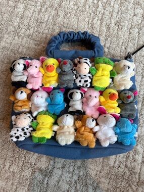Cute Plush Finger Puppet Tote - Multicolor Animal Friends